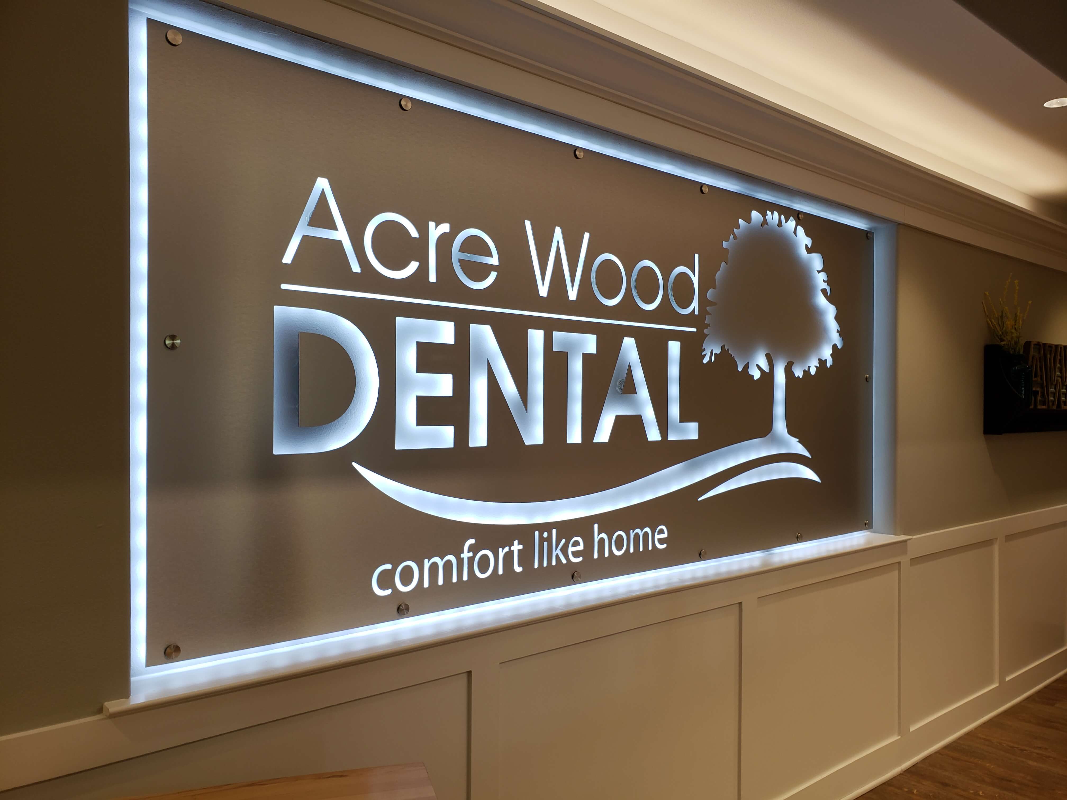 Acre Wood Dental-main sign, lit

"comfort like home"